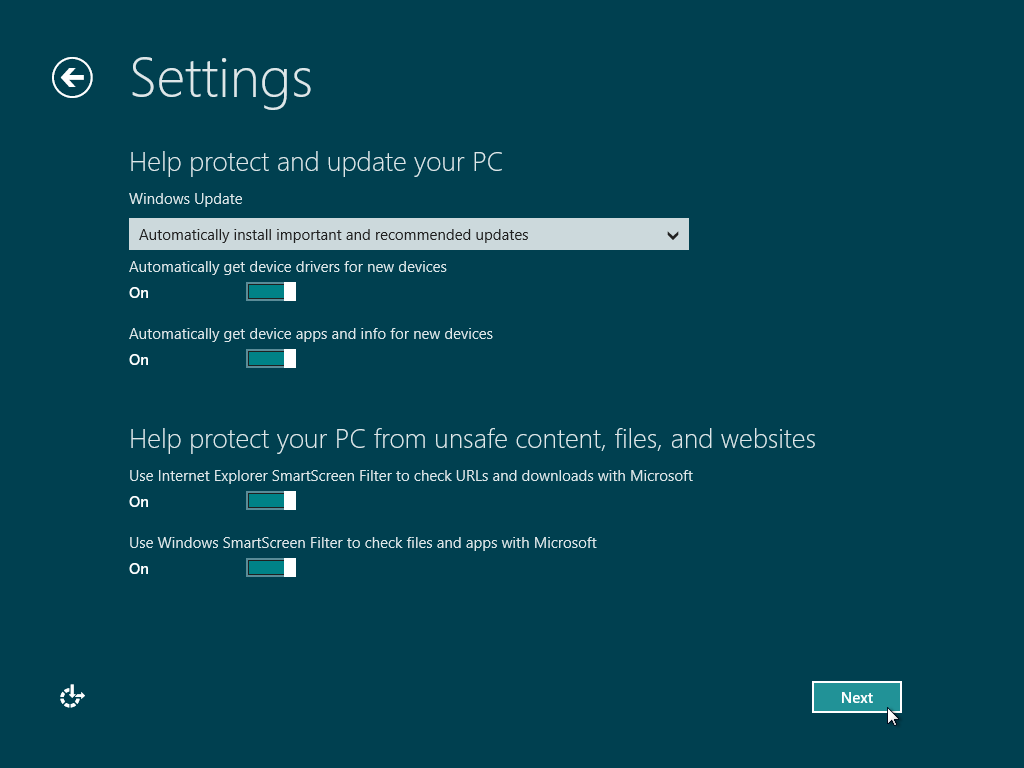 Установка Windows 8 - настройка обновления
