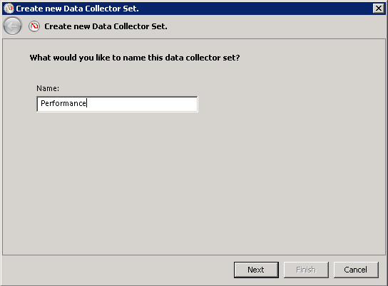 задаем название Data Collector Set