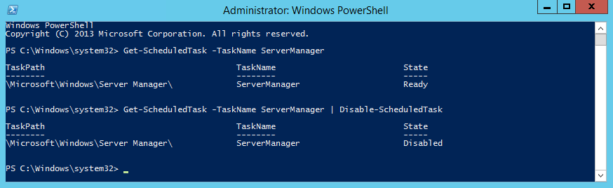 отключение Server Manager из PowerShell