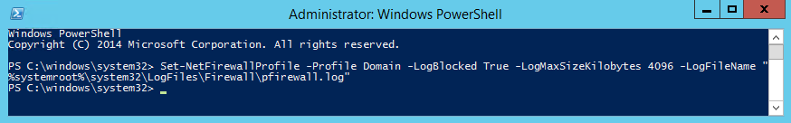 настройка логирования Windows Firewall с помощью PowerShell