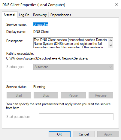 служба DNS-клиента в Windows