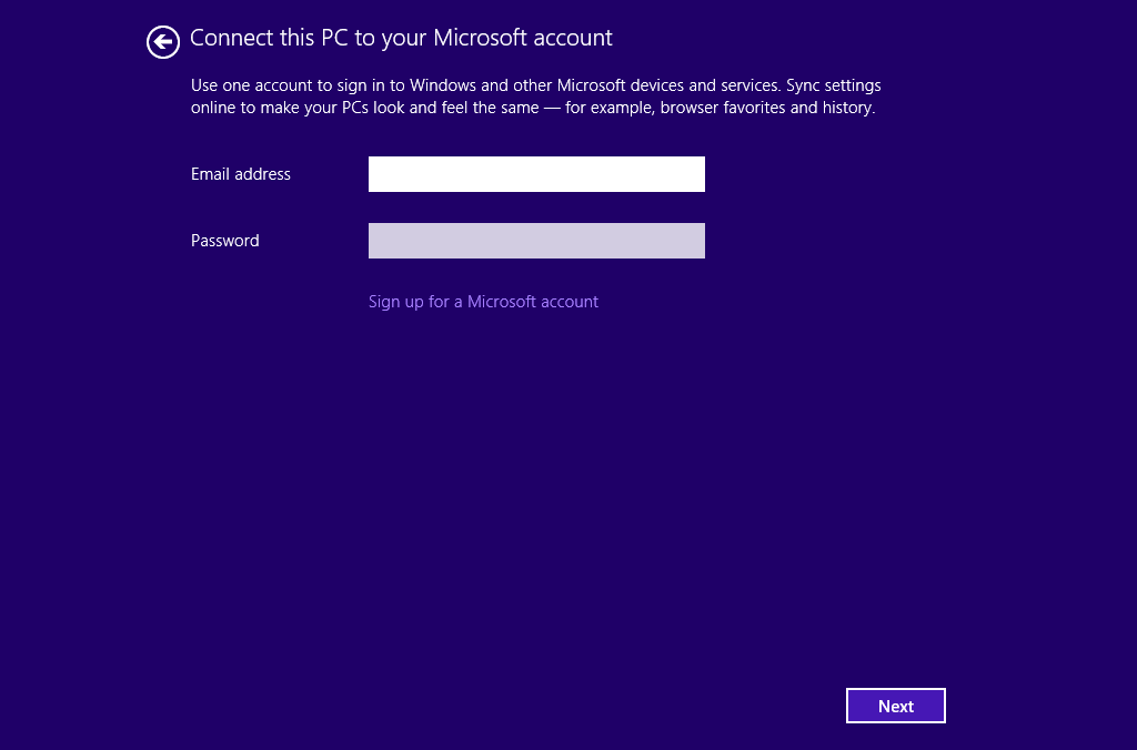 Windows 8.1, первый вход в систему