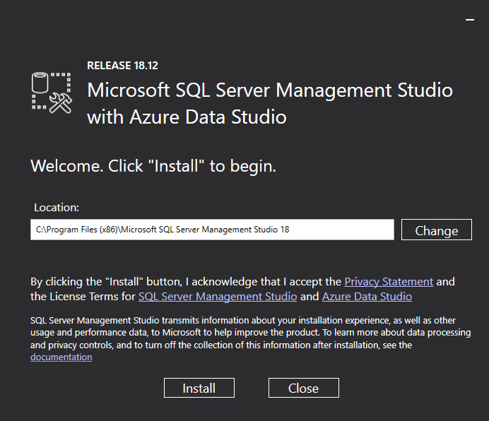установка SQL Server Management Studio