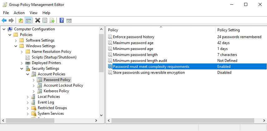 Политика паролей Active Directory